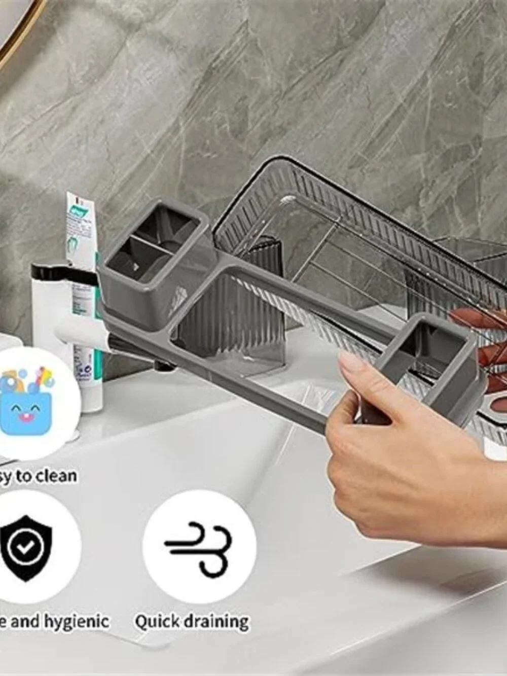 Toothbrush Holder Set Bathroom Organizer Toothpaste Holder Cups Tray